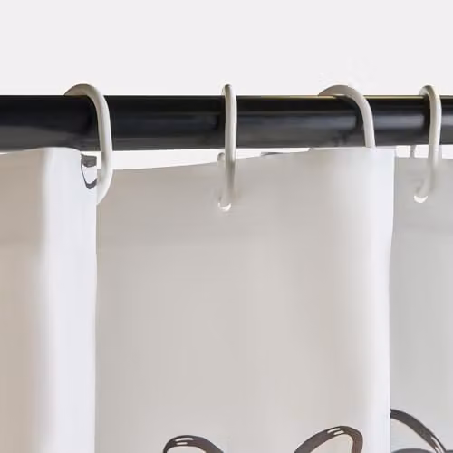 OHS Bow Print Waterproof and Mould Resistant Shower Curtain in Black and White, W/H: 180 x 180 cm – 2
