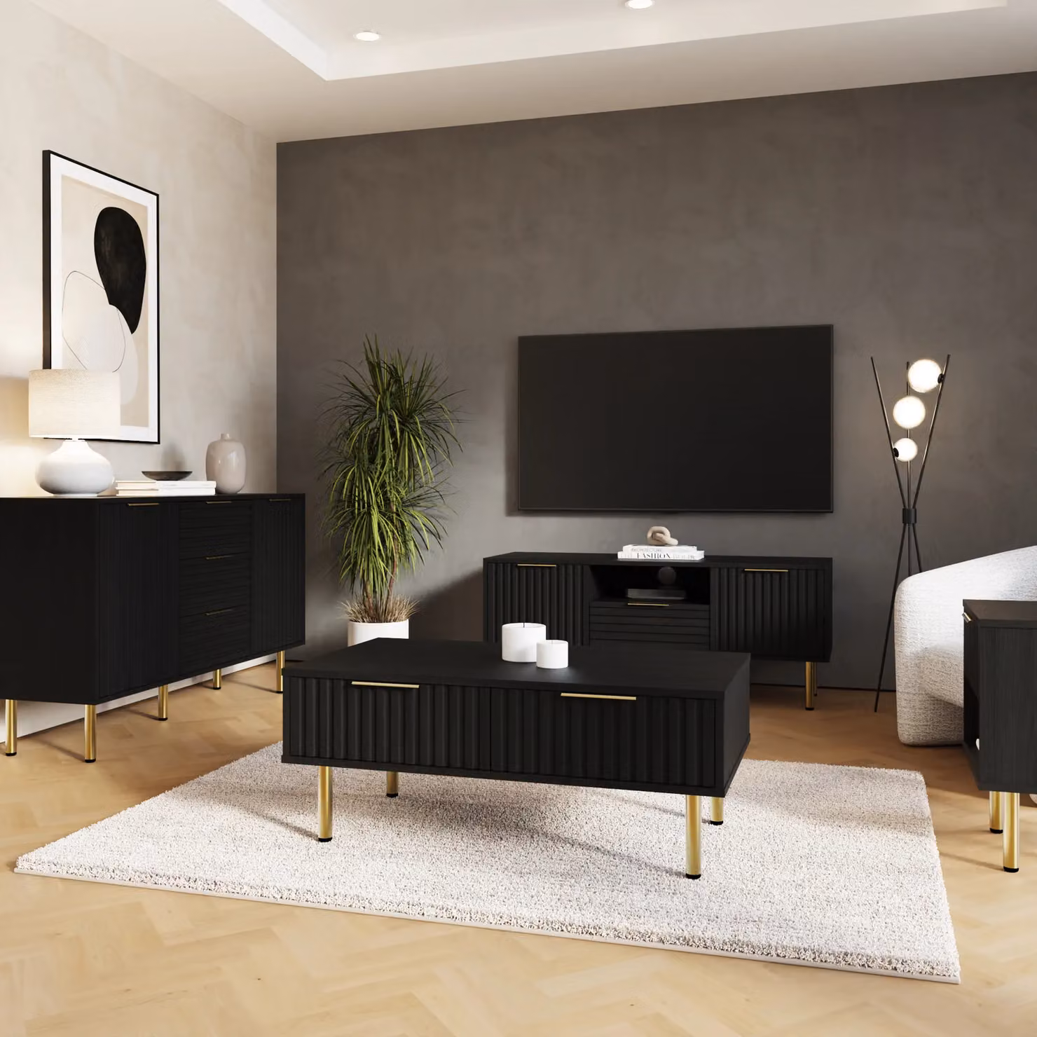 GFW Nervata Rectangular Coffee Table in Black and Gold – 5