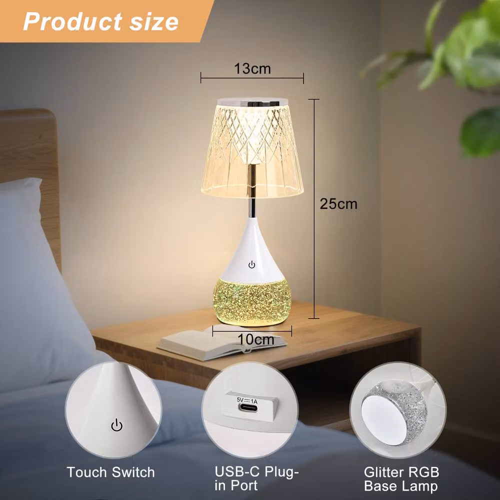 Harper Living RGB LED Table Lamp, White Touch Control Dimmable Water Base Mood Light with Multicolour Effect – 6