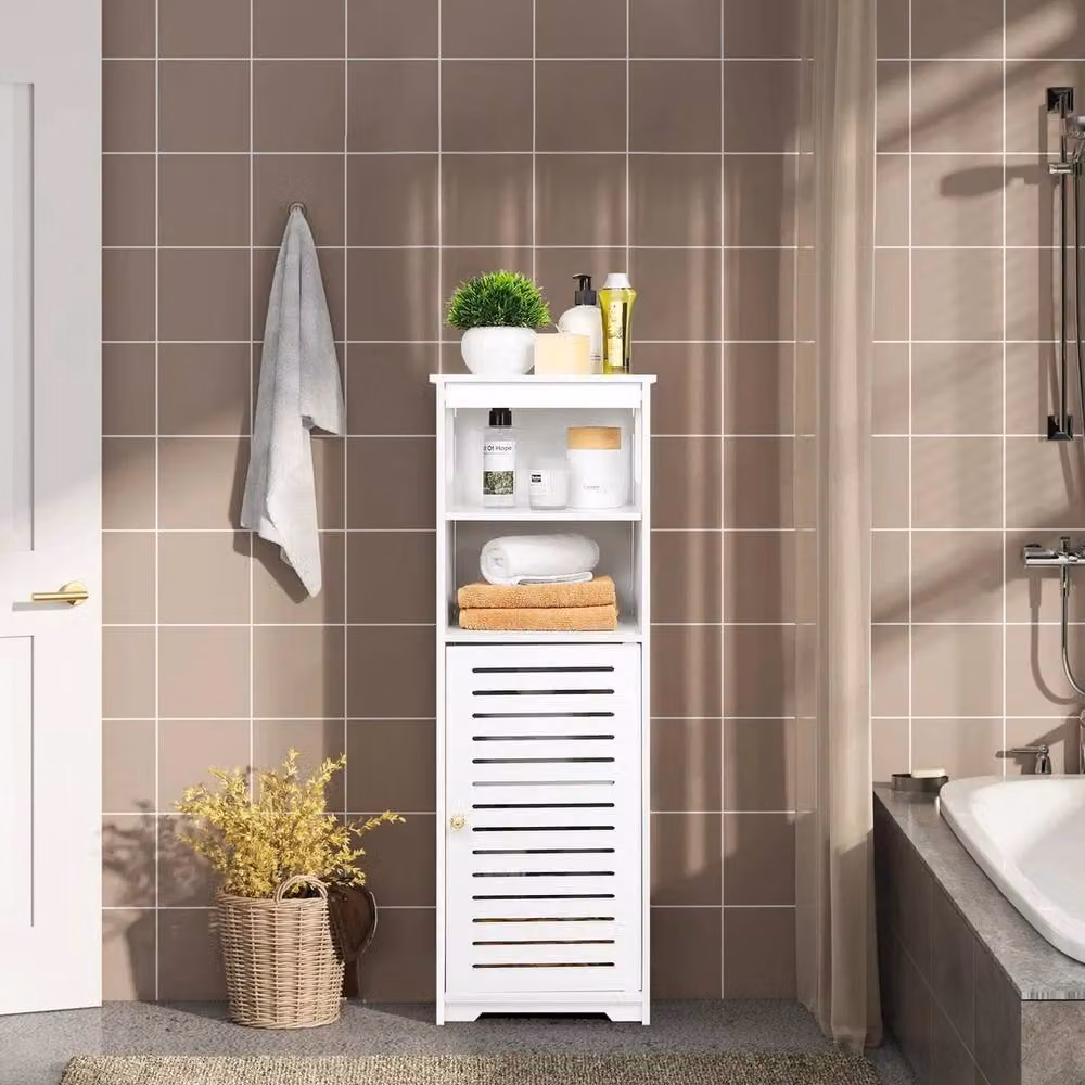 FORGEVIO Waterproof White Bathroom Cabinet with Hinged Doors and Internal Shelves, W/D/H: 80 x 30 x 24 cm – 4