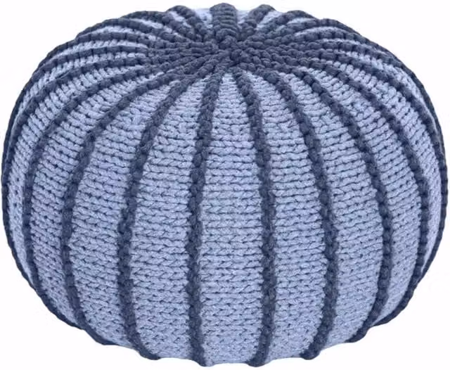 Zuri House Ziggy Knitted Pouffe in Denim Blue, Small – 1