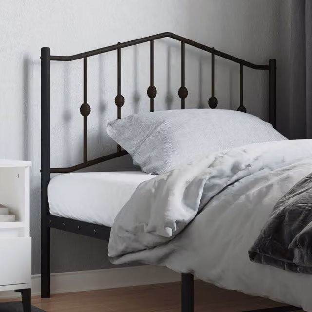 Berkfield Home Classic Metal Headboard in Black, Width: 100 cm