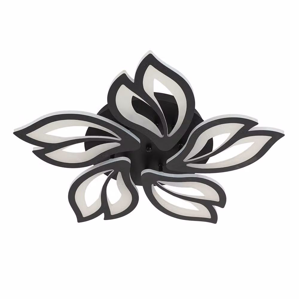 Goeco Modern LED Ceiling Light, Dimmable Flower Design Chandelier in Black – 3