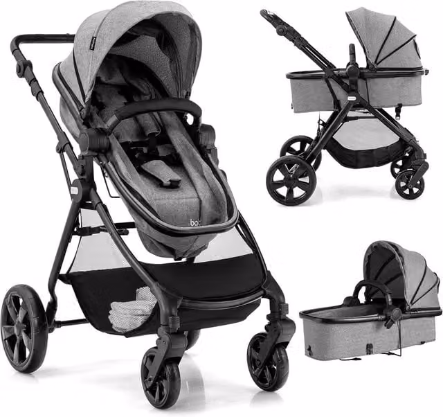 Costway Foldable 2-in-1 Convertible Allround Baby Stroller in Grey