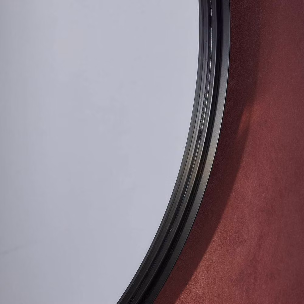 Sweekeek Modern Round Metal Wall Mirror in Black, Diameter: 60 cm – 3