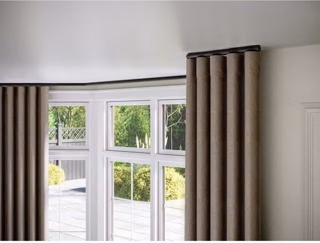 New Edge Blinds Styleline 28mm Gliding Curtain Pole Set with End Cap, Black, Width: 120 cm