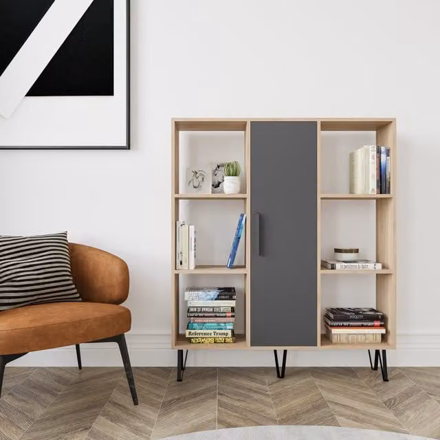 Decorotika Peoria Modern Grey MDF Bookcase