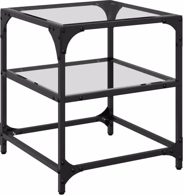 Berkfield Home Square Coffee Table with Transparent Glass Top and Black Steel Frame, W/D/H: 40 x 40 x 45 cm – 1