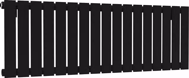 Lux Black Flat Horizontal Single Panel Designer Radiator, H: 40.0 cm, W: 119.0 cm