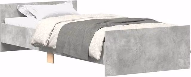Berkfield Home Single Bed Frame in Concrete Grey, Engineered Wood, W/D/H: 90 x 190 cm