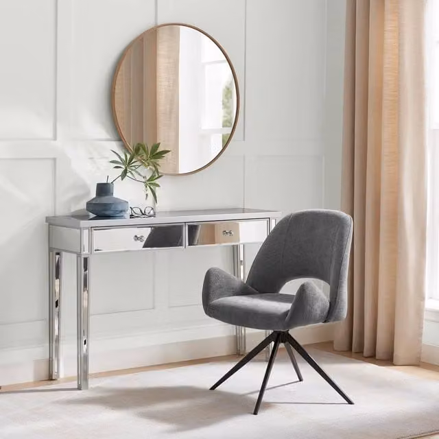 FurnitureboxUK Layla Grey Fabric Swivel Task Chair with Armrests – 1