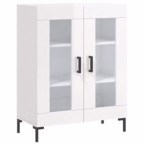 vidaXL Modern High Gloss White Sideboard in Engineered Wood, W/D/H: 69.5 x 34 x 90 cm