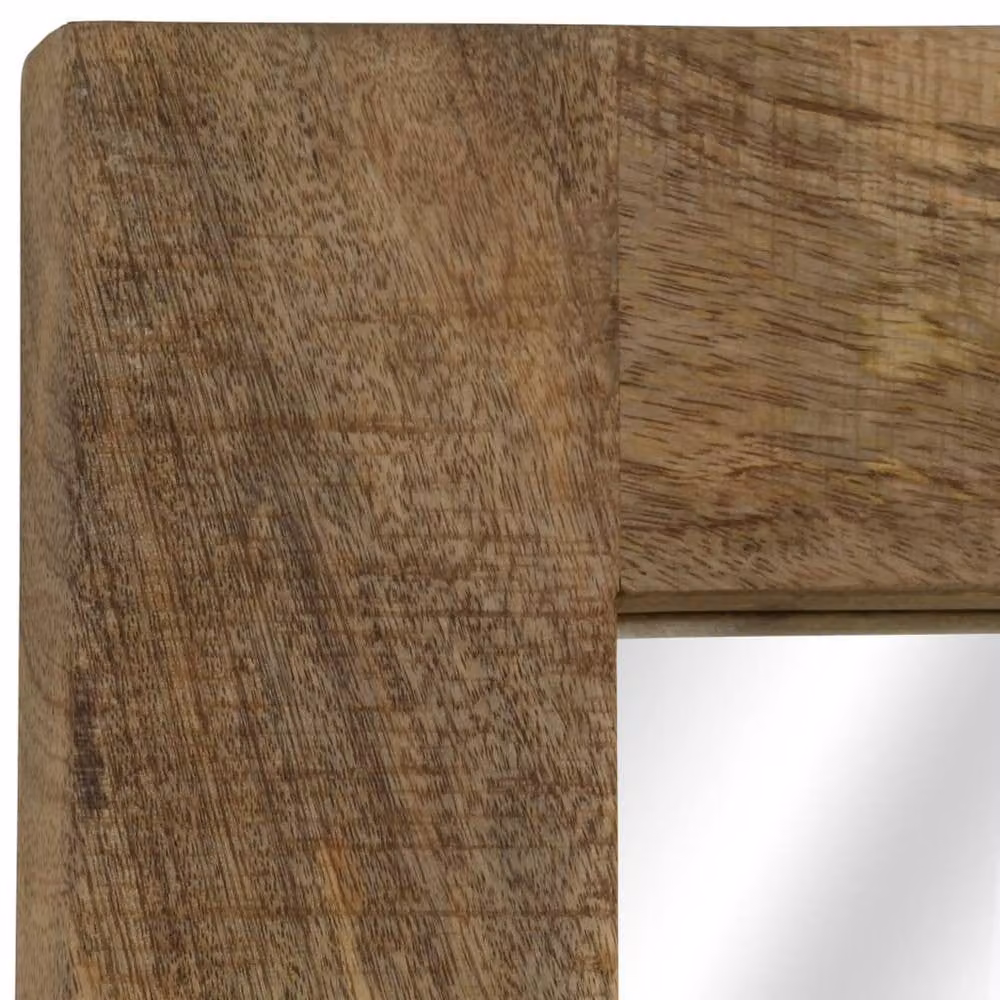 Berkfield Home Rectangular Solid Mango Wood Wall Mirror in Brown, W: 80 cm, H: 50 cm – 3