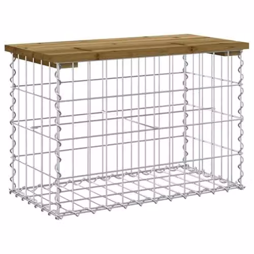 vidaXL Gabion Design Garden Bench in Rustic Impregnated Pine Wood, W: 63 cm, D: 31.5 cm, H: 42 cm