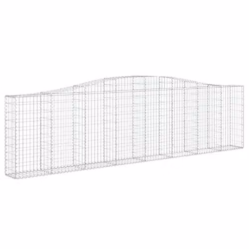 vidaXL Set of 8 Arched Gabion Baskets in Silver Galvanised Steel, W/D/H: 400 x 30 x 100/120 cm – 1
