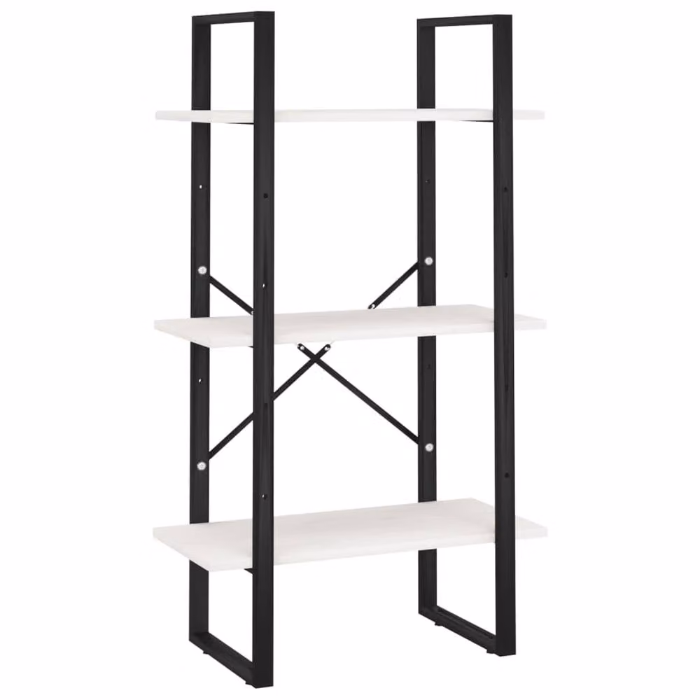 Berkfield Home Industrial Storage Shelf in White and Black Solid Pine Wood, W/D/H: 60 x 30 x 105 cm – 2