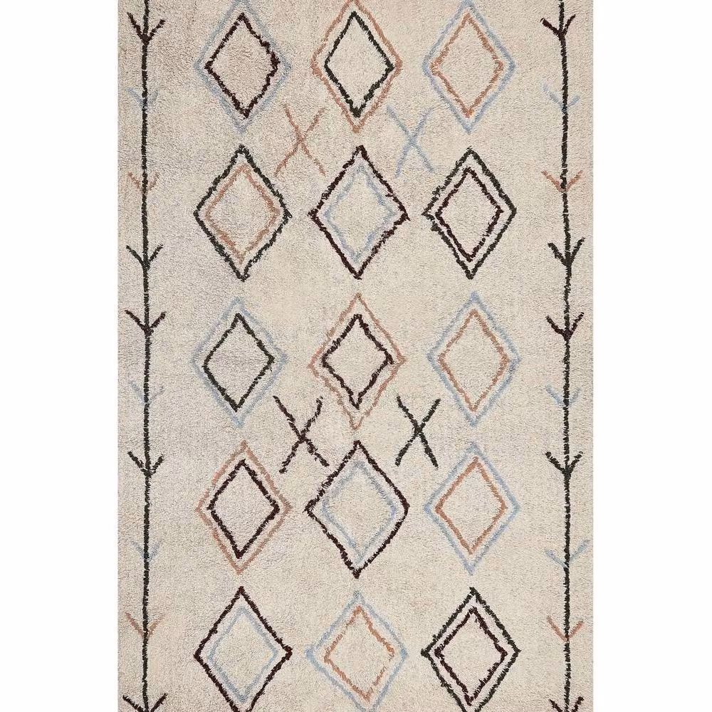 Wyld and Coco Hand-Tufted Cotton Geometric Boho Area Rug in Multicolour Beige, W: 160 cm, L: 230 cm – 2