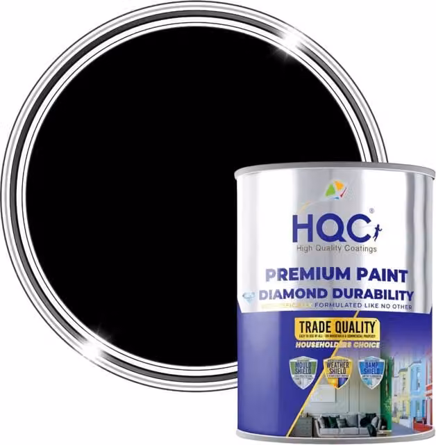 HQC PAINTS Black Opaque Shed and Fence Wood Paint, 1 l