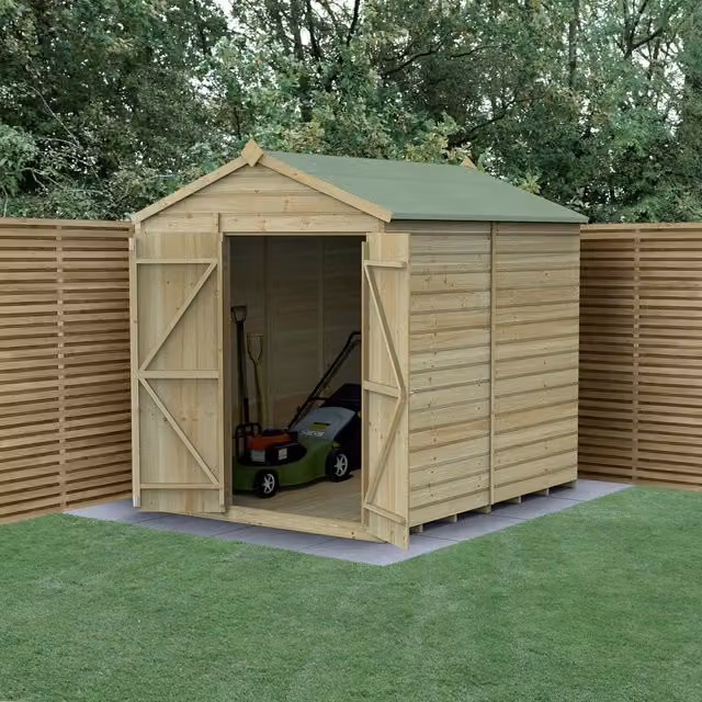 Beckwood Apex Gable Wood Shed with Foundation and Floor in Green and Brown