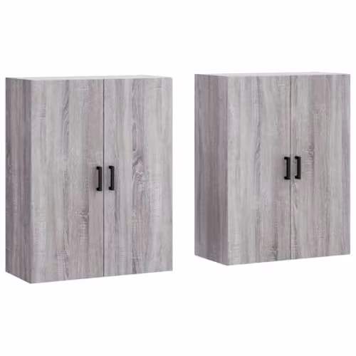 vidaXL Set of 2 Wall Mounted Modern Cabinets in Grey, W/D/H: 69.5 x 34.0 x 90.0 cm – 1