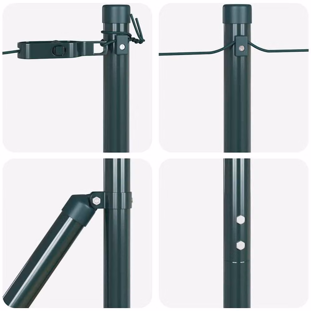 Berkfield Home Green Galvanised Steel Round Fence Post Set of 26, W/D/H: 3.2 x 3.2 x 83.5 cm – 5