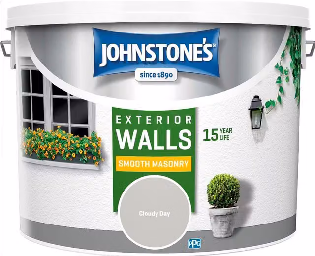 Johnstone's Smooth Masonry Paint in Grey, 10L