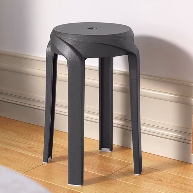 Livingandhome Set of 10 Stackable Plastic Round High Dining Stools in Black