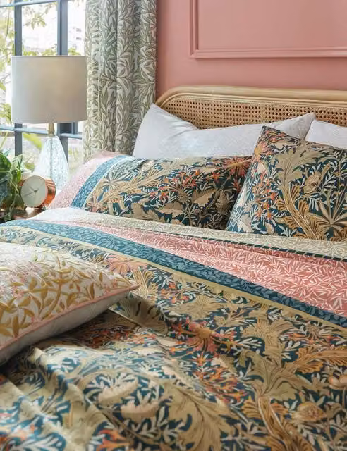 William Morris At Home 2 Pack Multicolour Floral Pure Cotton Sateen Oxford Pillowcases