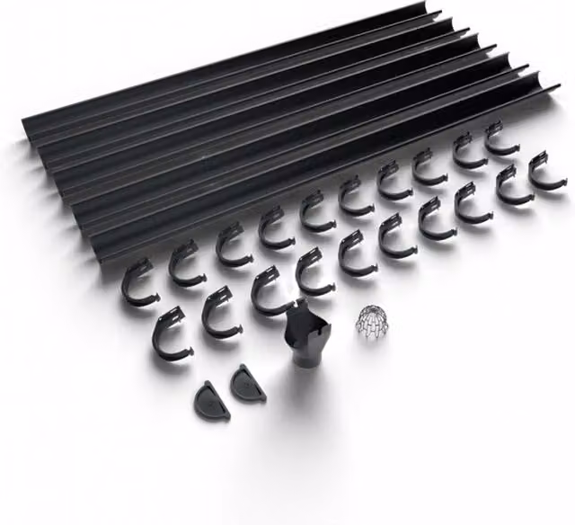 Galeco Galvanised Steel Half Round Gutter Kit in Black, 120mm Diameter