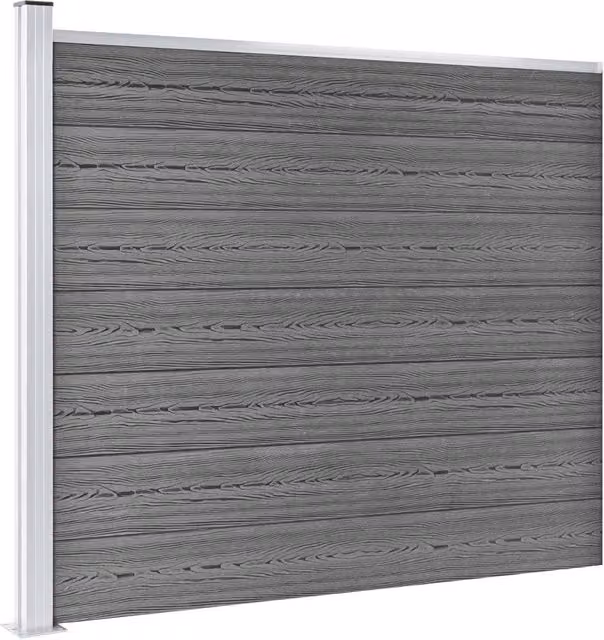 Berkfield Home Durable WPC Fence Panel Set, Grey, W: 872 cm, H: 146 cm – 1