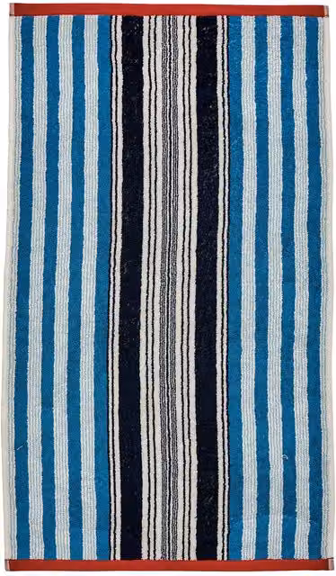 Helena Springfield Beach House Stripe Cotton Terry Hand Towel in Blue and Red