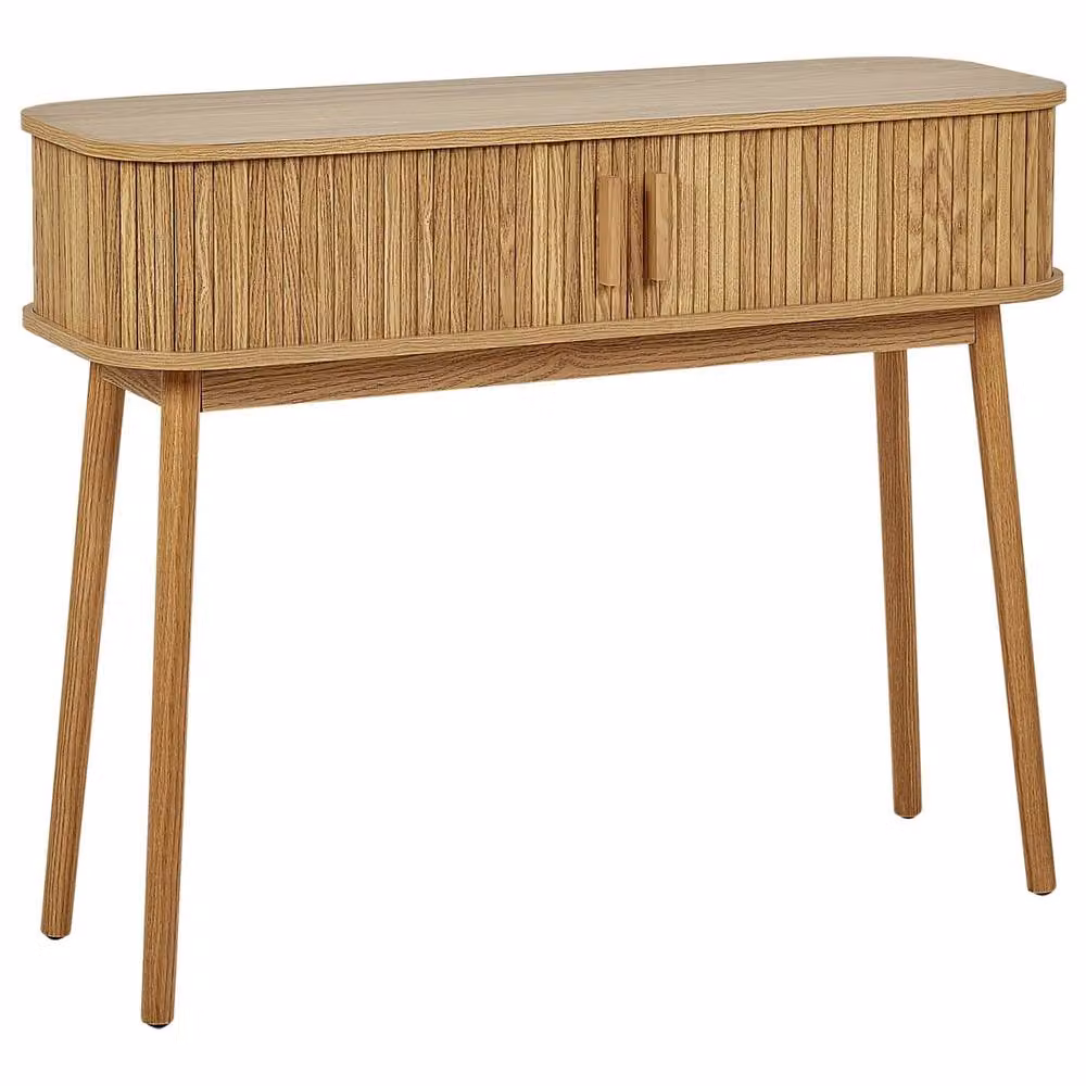 Wyld and Coco Sliding Cabinet Console Table with Pine Legs, Brown, W: 100 cm, D: 35 cm – 2