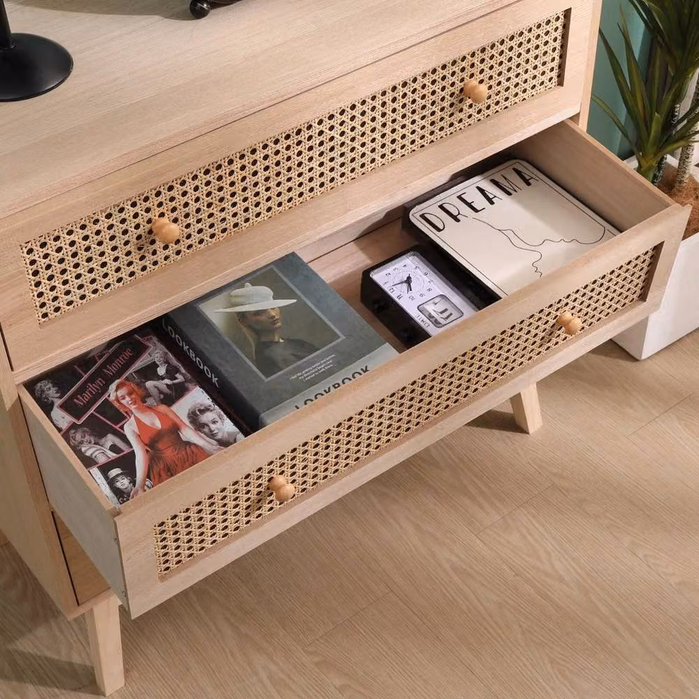 Kelvenix Rattan 3 Drawer Chest Cabinet in Beige – 3