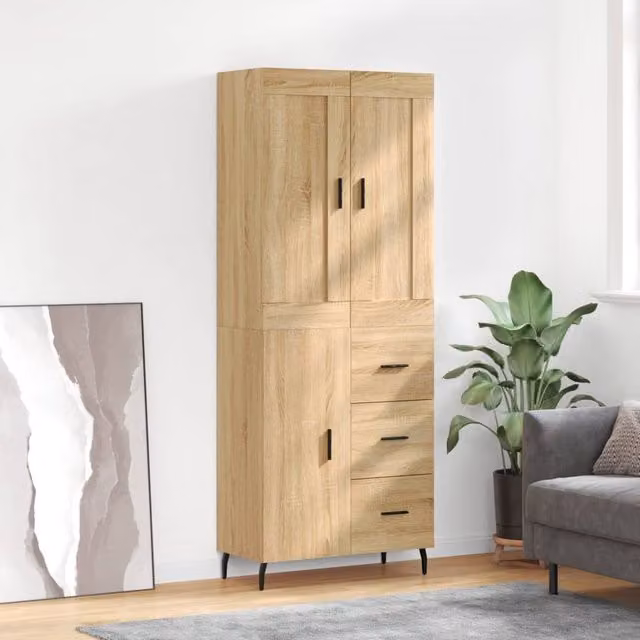 Berkfield Home Sonoma Oak Highboard in Brown, W/D/H: 69.5 x 34 x 180 cm – 1