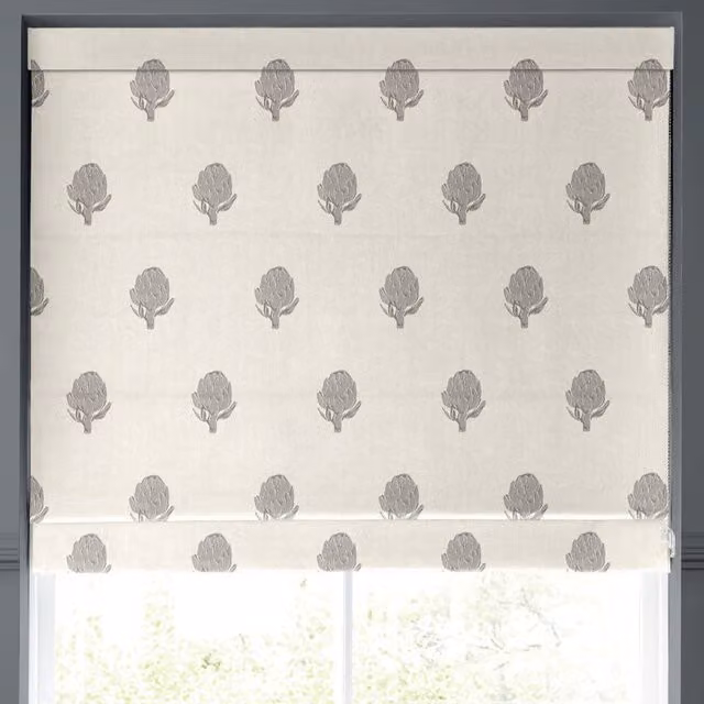 Emily Bond Globe Made to Measure Blackout Roman Blind in Pebble Floral Pattern