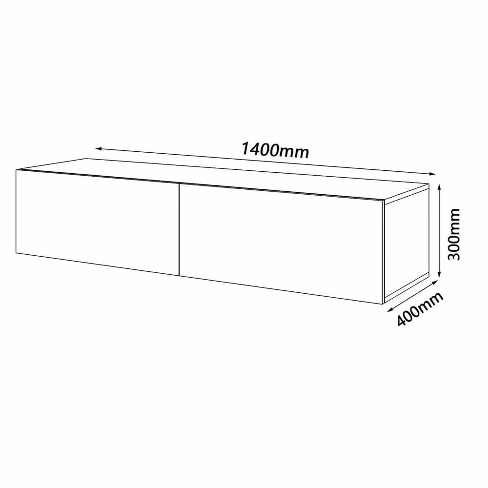 ERGOVEXA High Gloss Floating TV Unit Stand Cabinet in White, W/D/H: 140 x 40 x 30 cm – 1