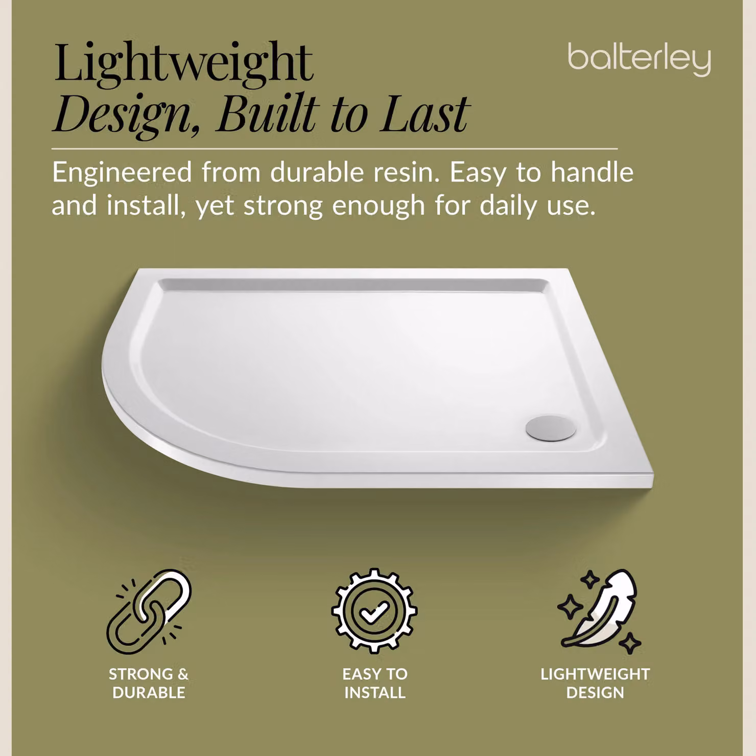 Balterley Premium Left Hand Offset Quadrant Corner Shower Tray in White – 3