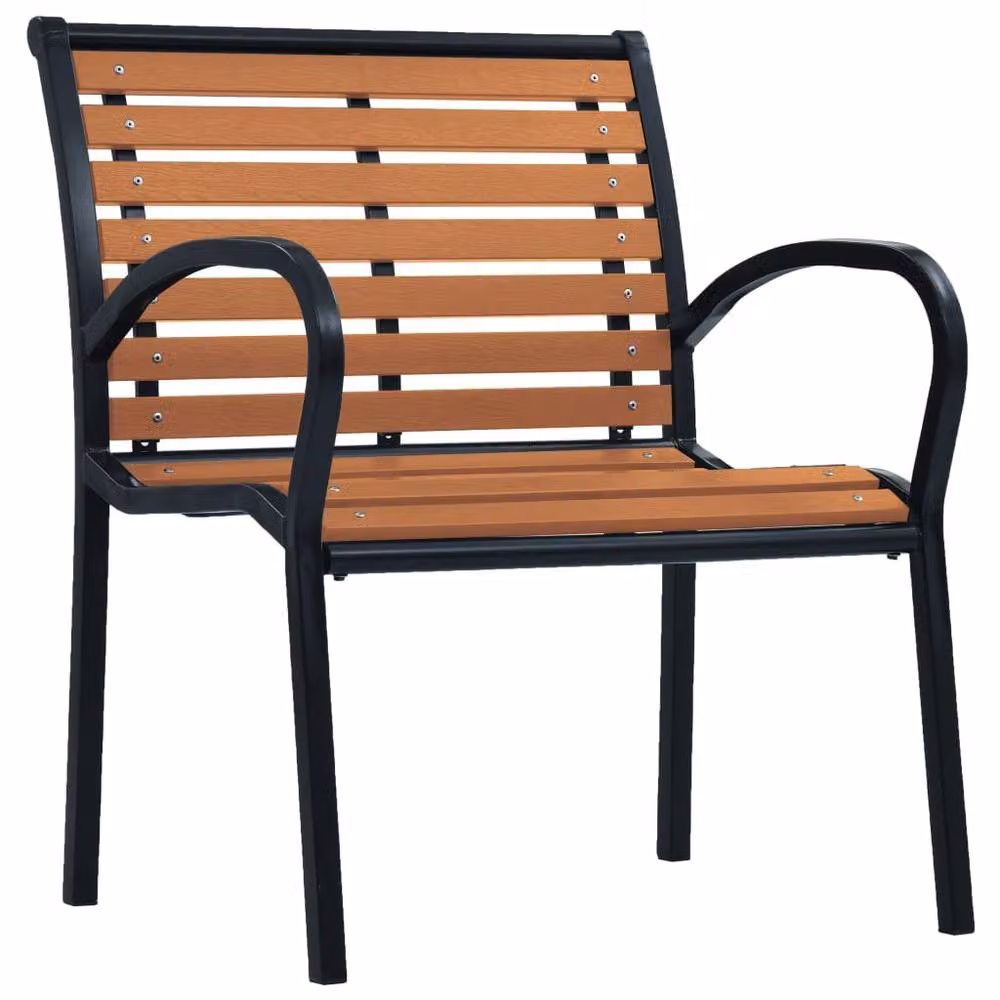 Berkfield Home Set of 2 Industrial Garden Chairs in Black and Brown Steel and WPC – 2