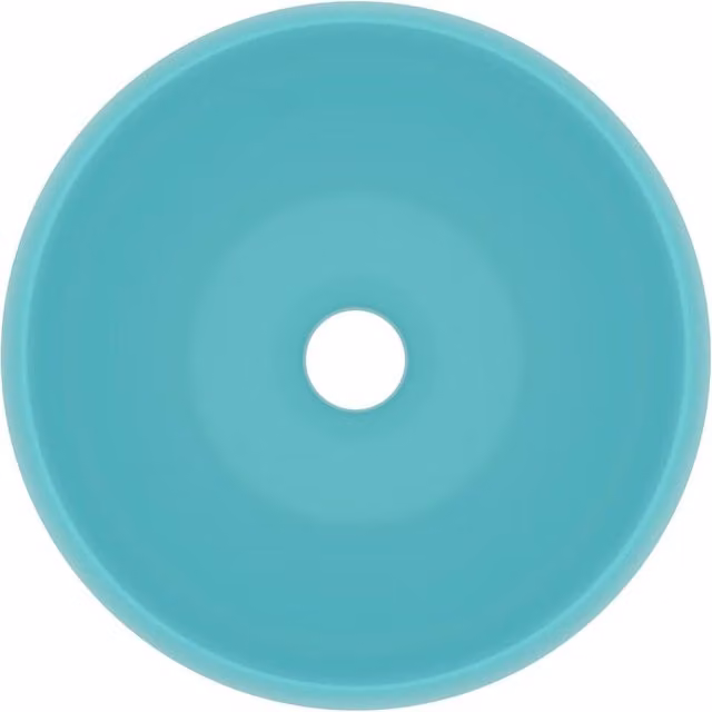Berkfield Home Luxury Round Ceramic Wash Basin in Matt Light Green, W: 40 cm, H: 15 cm – 1