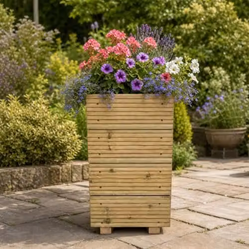 Planter Potters Small Tall Wooden Decking Planter Tub in Brown – 2
