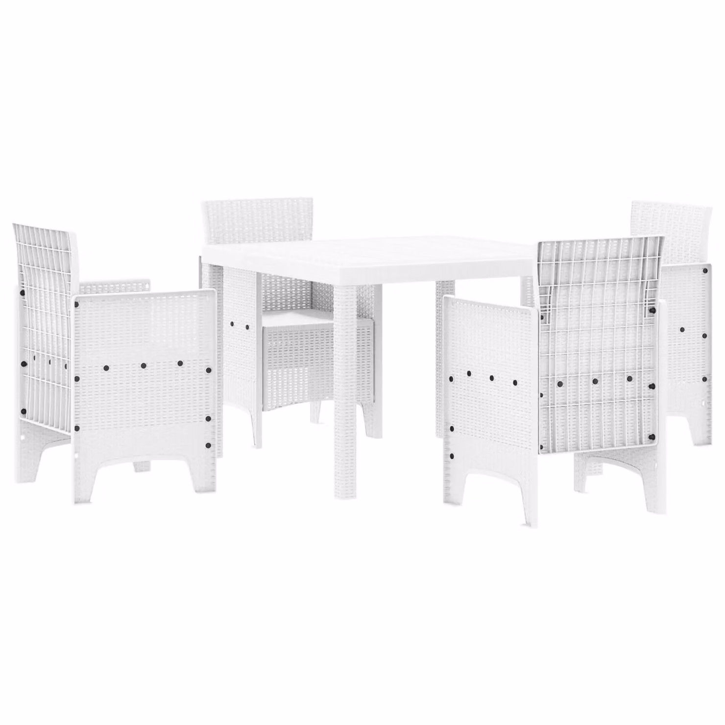 Berkfield Home 5 Piece White Poly Rattan Garden Dining Set – 2