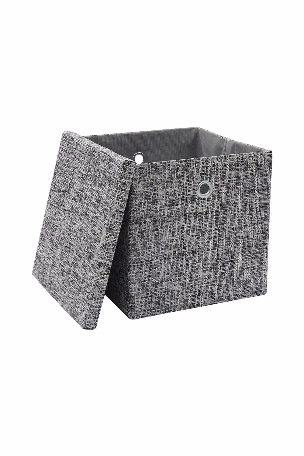 JVL Urban Square Paper Lidded Storage Basket in Grey – 3