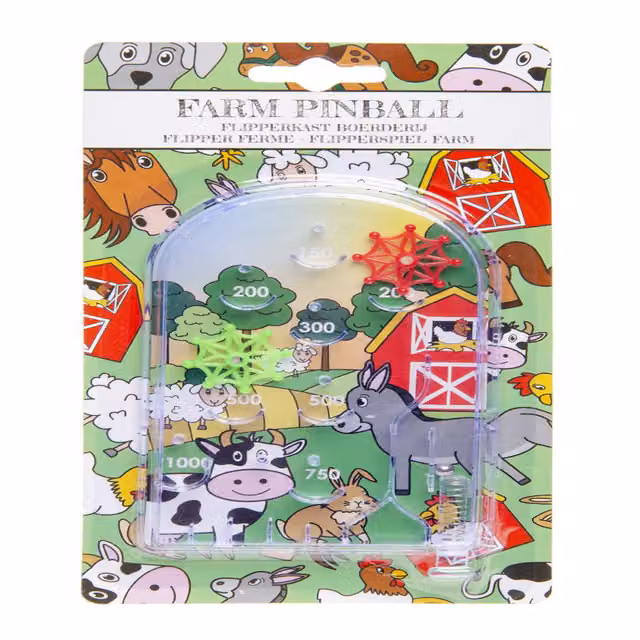 LG-Imports Pack of 12 Farm Animals Theme Metal Dexterity Travel Pinball Games in White and Multicolour