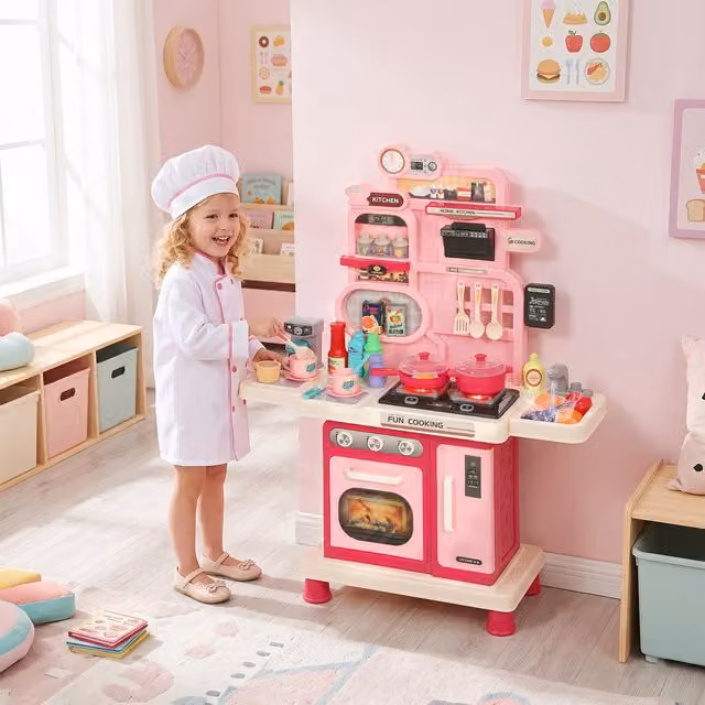 AIYAPLAY Kids Kitchen Playset in Pink