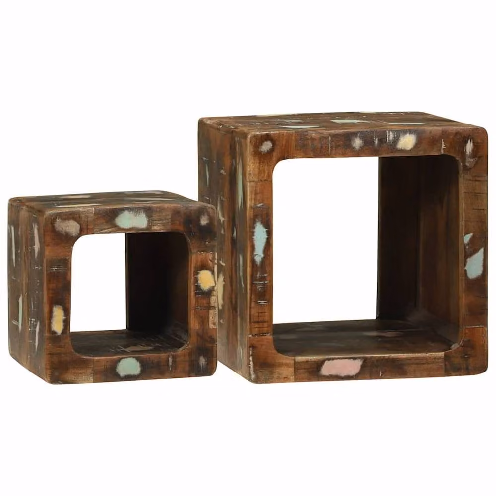 Berkfield Home Rustic Reclaimed Solid Wood TV Unit in Brown, W/D/H: 36 x 36 x 30 cm – 2
