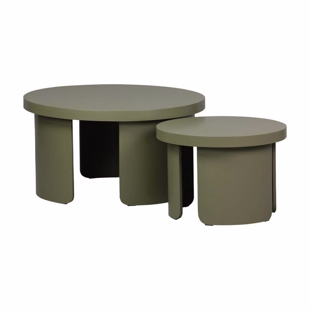 sweeek Set of 2 Modern Round Nesting Coffee Tables in Khaki – 2