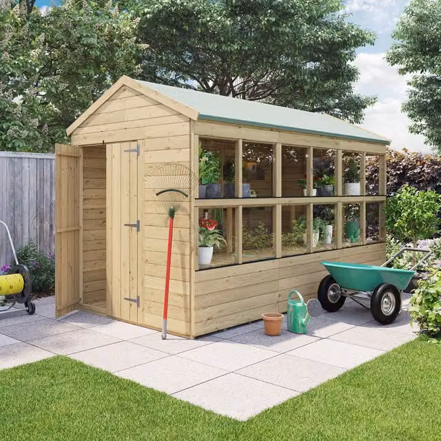 BillyOh Rustic Brown Wooden Gable Apex Potting Shed