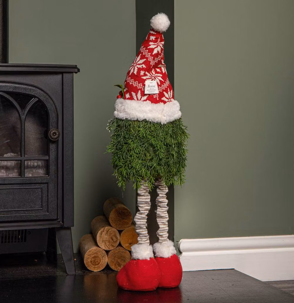 Samuel Alexander Red and White Christmas Tree Standing Gonk with Snowflake Hat and Extendable Legs, Height: 76 cm – 2