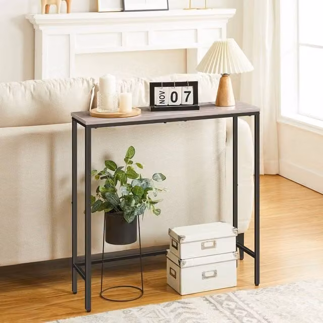 EONLION Grey Metal Hallway Console Table, W/D/H: 100 x 24 x 75 cm