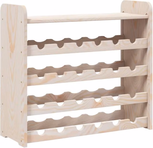 Berkfield Home Rustic Solid Wood Pine Wine Rack with Top Board, Natural/Brown, W/D/H: 67.5 x 25 x 60 cm